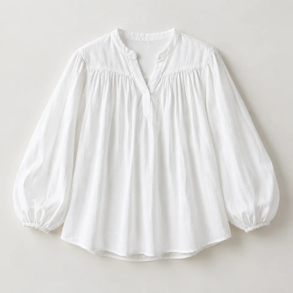 Gathered Cotton Blouse