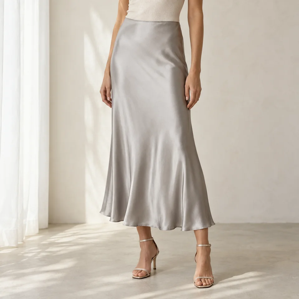 Satin Midi Skirt